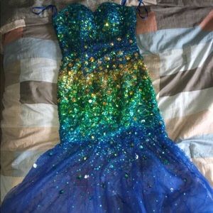 Strapless mermaid prom dress